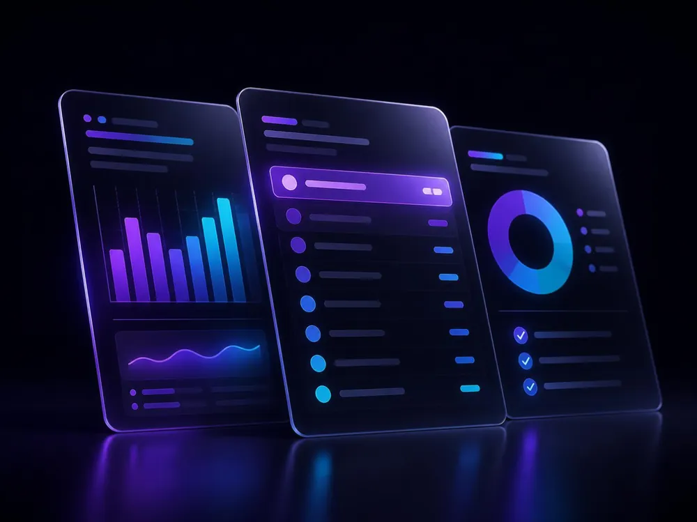 Illustration of AI visibility report dashboards
